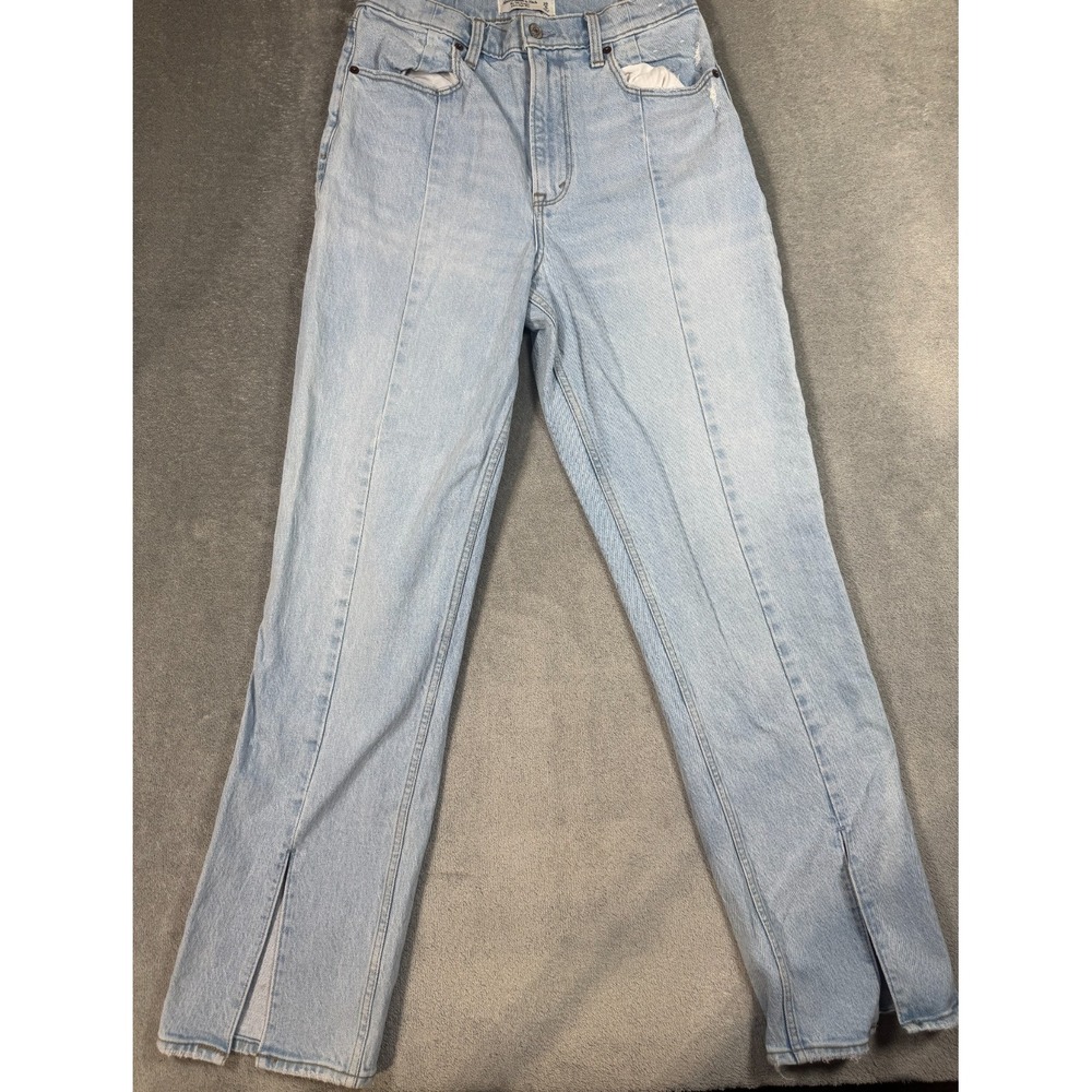 Abercrombie & Fitch Curve Love '90s Straight High Rise Split Hem Jeans 29/8R